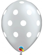 Balon z Helem Serduszka 11″ / 28cm (6szt.) - kropeczki