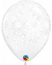 Balon z Helem pastalowe 11″ / 28cm - śnieżynki